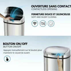 KITCHEN MOVE - Poubelle de cuisine automatique majestic argent acier inoxydable 80 l