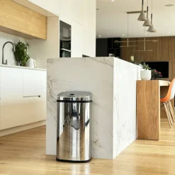 KITCHEN MOVE - Poubelle de cuisine automatique largo argent acier inoxydable 42 l
