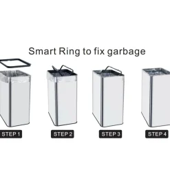 KITCHEN MOVE - Poubelle de cuisine automatique silverlake argent acier inoxydable 60 l