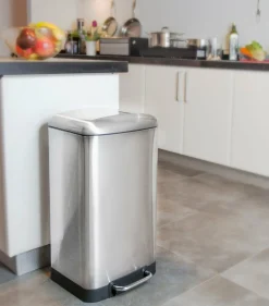 KITCHEN MOVE - Poubelle de cuisine à pédale greenwich argent acier inoxydable 30 l