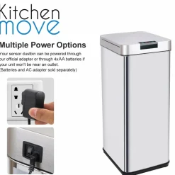 KITCHEN MOVE - Poubelle de cuisine automatique parkside argent acier inoxydable 50 l