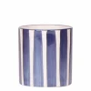 LA GREEN TOUCH - Pot céramique rayé bleu