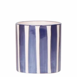 LA GREEN TOUCH - Pot céramique rayé bleu