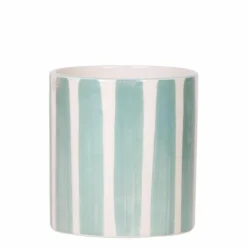 LA GREEN TOUCH - Pot décoratif painted stripe turquoise