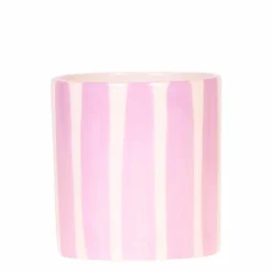 LA GREEN TOUCH - Pot décoratif painted stripe - rose