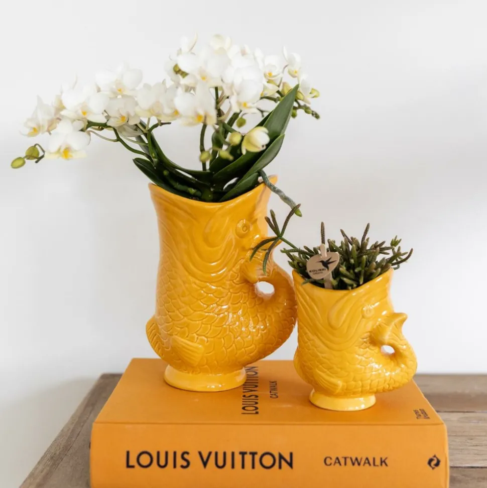 LA GREEN TOUCH - Pot décoratif fish - orange - céramique