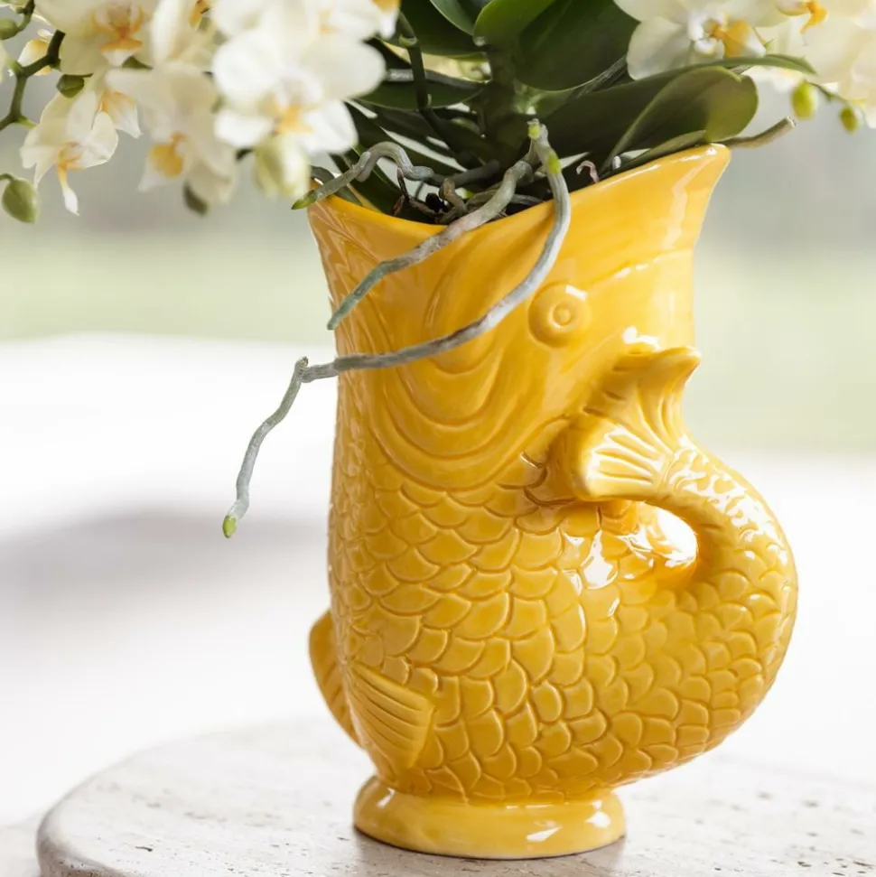 LA GREEN TOUCH - Pot décoratif fish jaune - petit modèle