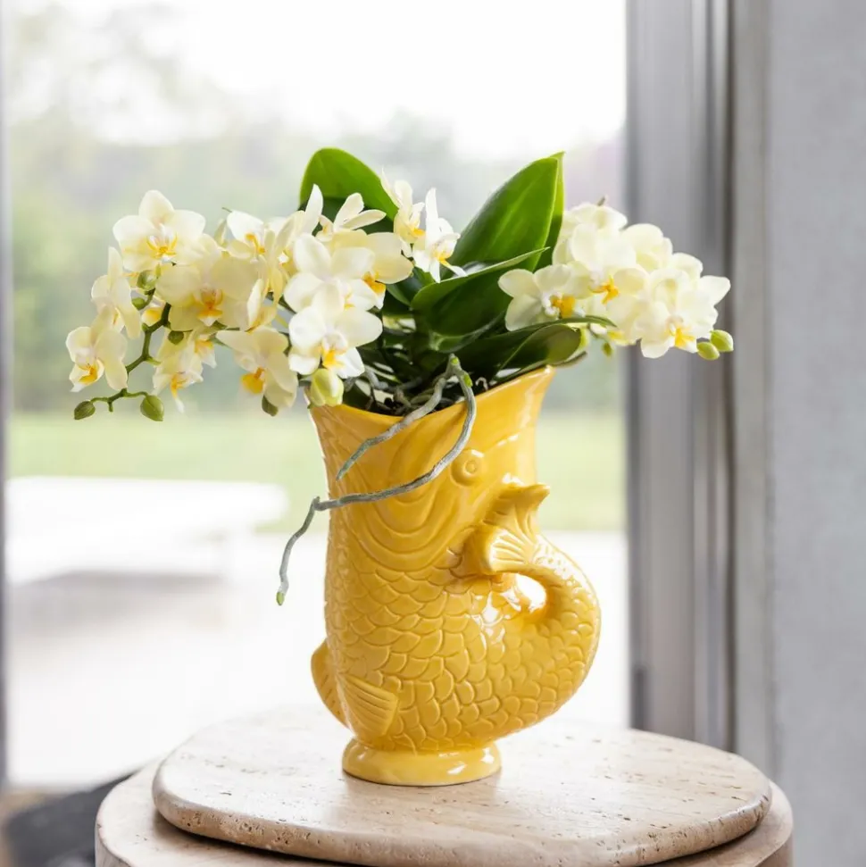 LA GREEN TOUCH - Pot décoratif fish jaune - petit modèle