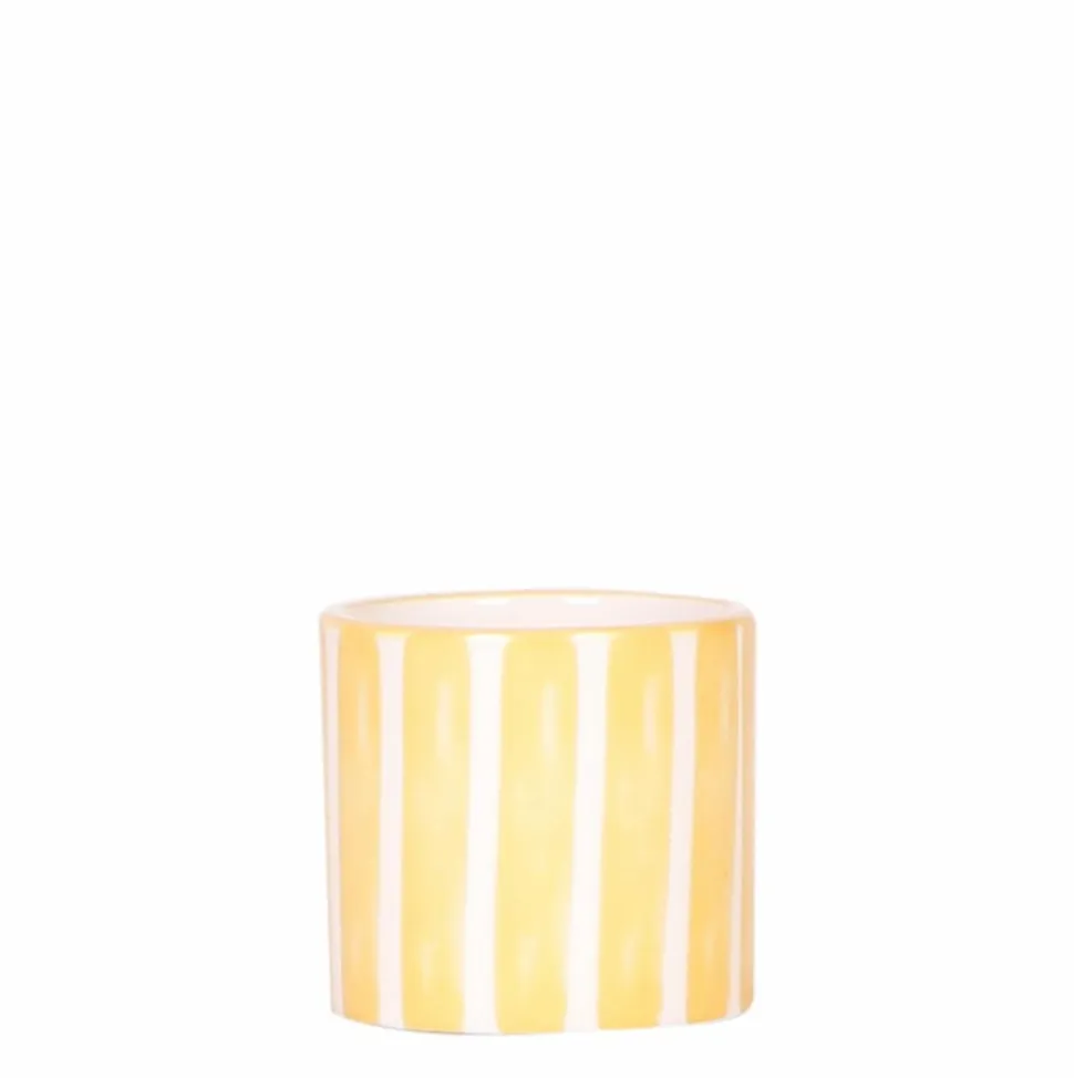 LA GREEN TOUCH - Pot décoratif rayé peint - jaune