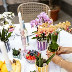 LA GREEN TOUCH - Pot décoratif rayé peint - jaune