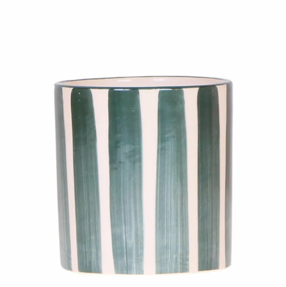 LA GREEN TOUCH - Pot décoratif painted stripe - vert
