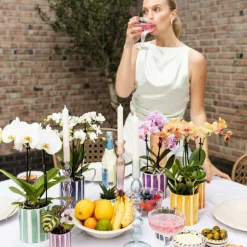 LA GREEN TOUCH - Pot en céramique lilas à rayures