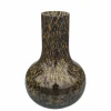 LA GREEN TOUCH - Vase en verre noir et rayures doré - h37cm, ø25cm