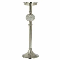 LANA DECO - Bougeoir design "sphère diamant" 36cm argent