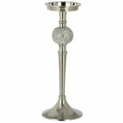 LANA DECO - Bougeoir design "sphère diamant" 31cm argent
