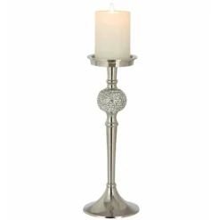 LANA DECO - Bougeoir design "sphère diamant" 31cm argent