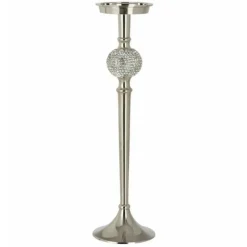 LANA DECO - Bougeoir design "sphère diamant" 41cm argent