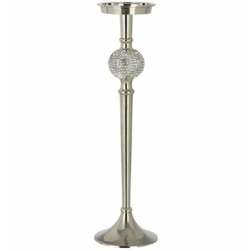 LANA DECO - Bougeoir design "sphère diamant" 41cm argent