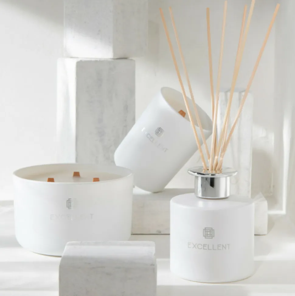 LANA DECO - Bougie parfumée "excellent" 28cm golden honey blanc