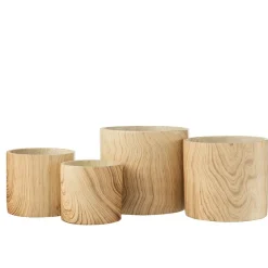 LANA DECO - Cache pot en céramique naturel 21.5x21.5x19.5 cm