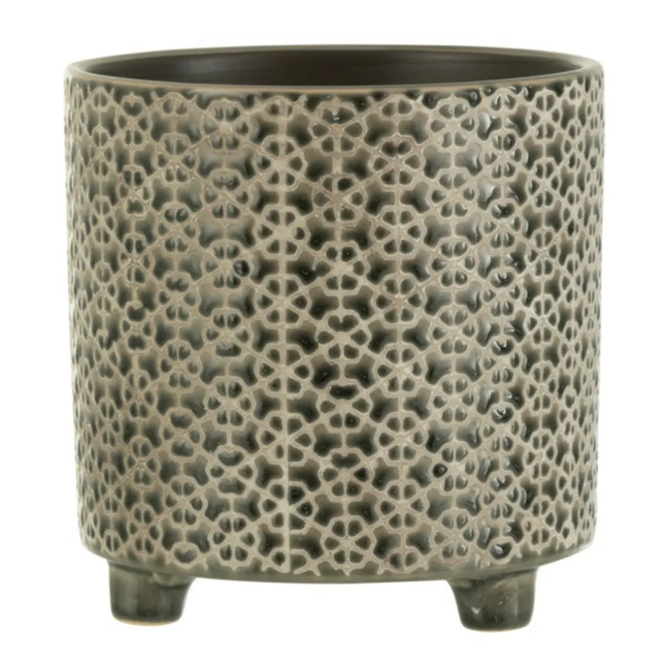 LANA DECO - Cache-pot déco en céramique "minada" 16cm gris