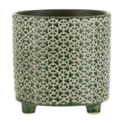 LANA DECO - Cache-pot déco en céramique "minada" 16cm vert
