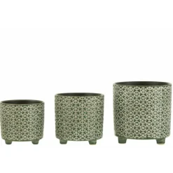 LANA DECO - Cache-pot déco en céramique "minada" 16cm vert