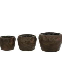 LANA DECO - Cache-pot en bois "thibo" 26cm marron