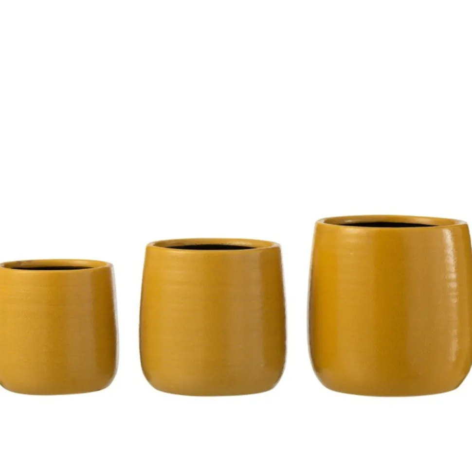 LANA DECO - Cache-pot en céramique "uni" 16cm ocre