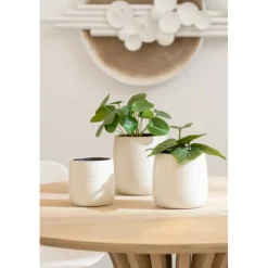 LANA DECO - Cache-pot en céramique "uni" 16cm blanc