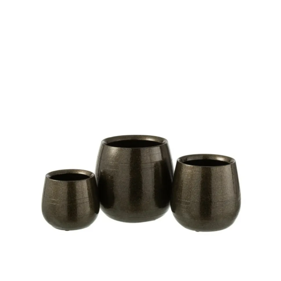 LANA DECO - Cache-pot en céramique "victor" 25cm vert