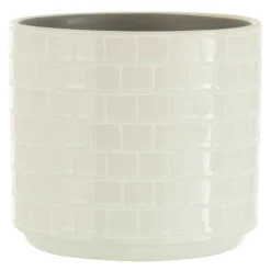 LANA DECO - Cache-pot en céramique "brillant" 17cm blanc