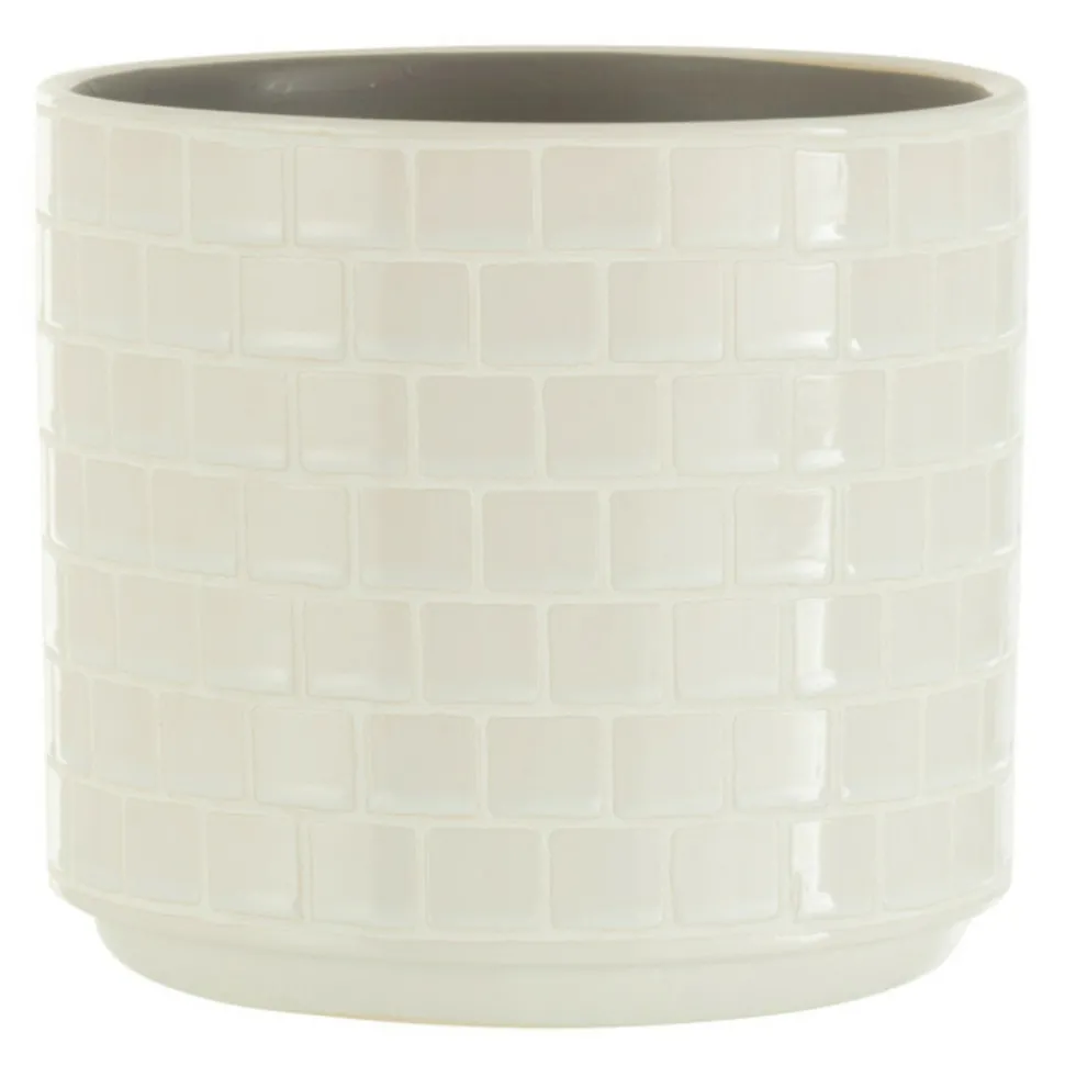 LANA DECO - Cache-pot en céramique "brillant" 17cm blanc