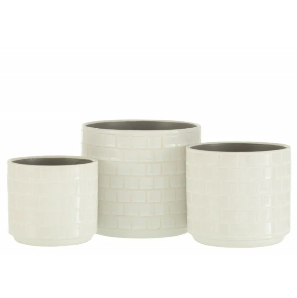 LANA DECO - Cache-pot en céramique "brillant" 17cm blanc