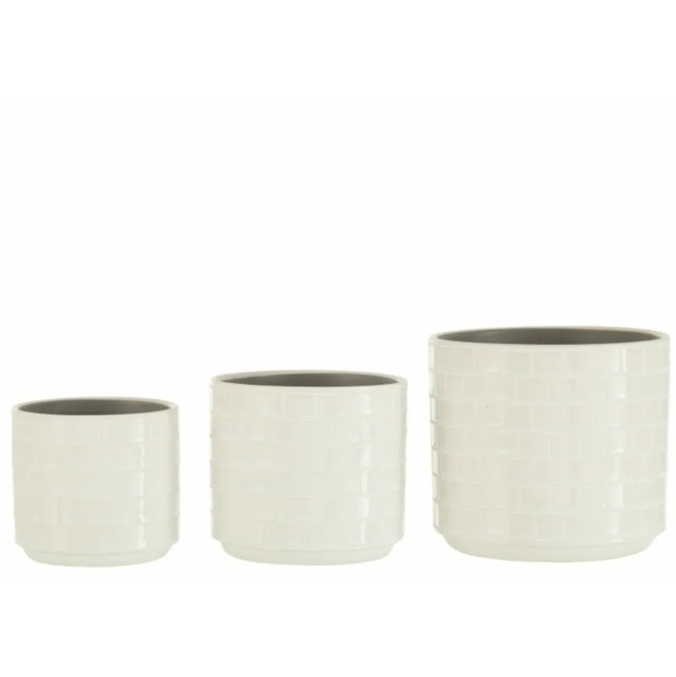 LANA DECO - Cache-pot en céramique "brillant" 17cm blanc