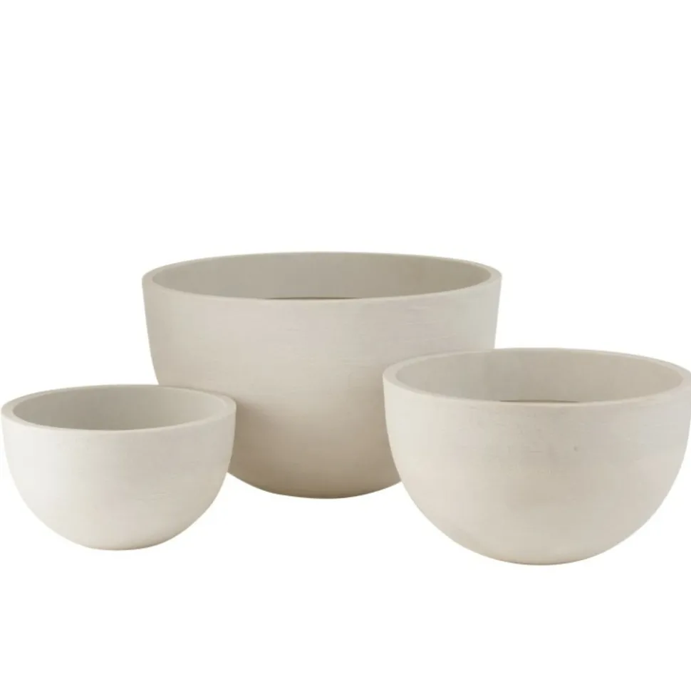 LANA DECO - Lot de 3 cache-pots céramique "roda" 59cm blanc