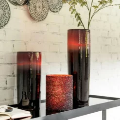 LANA DECO - Vase design "bord céramique" 35cm rouge & noir