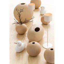 LANA DECO - Vase design "boule céramique" 18cm beige