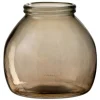 LANA DECO - Vase design en verre "boule" 21cm marron clair