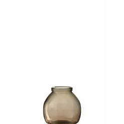 LANA DECO - Vase design en verre "boule" 21cm marron clair