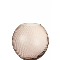 LANA DECO - Vase design en verre "canne rond" 25cm rose