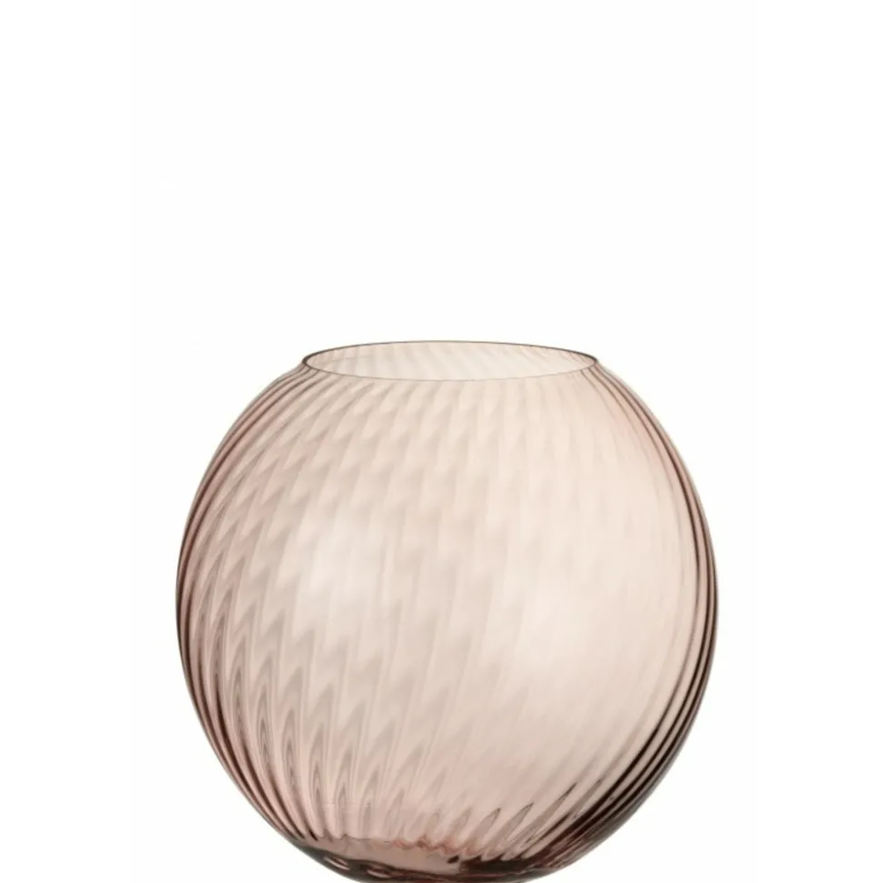 LANA DECO - Vase design en verre "canne rond" 25cm rose
