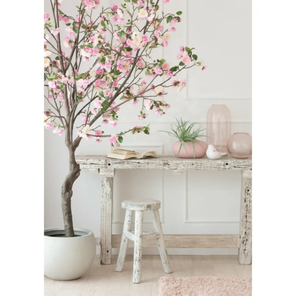 LANA DECO - Vase design en verre "canne rond" 25cm rose