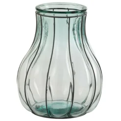 LANA DECO - Vase design en verre "fusion" 30cm bleu