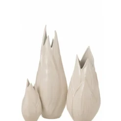 LANA DECO - Vase design en céramique "ibiza brillant" 25cm beige