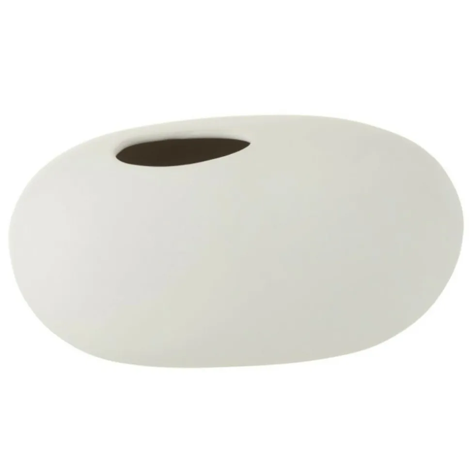 LANA DECO - Vase design "ovale céramique" 25cm blanc mat