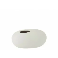 LANA DECO - Vase design "ovale céramique" 25cm blanc mat