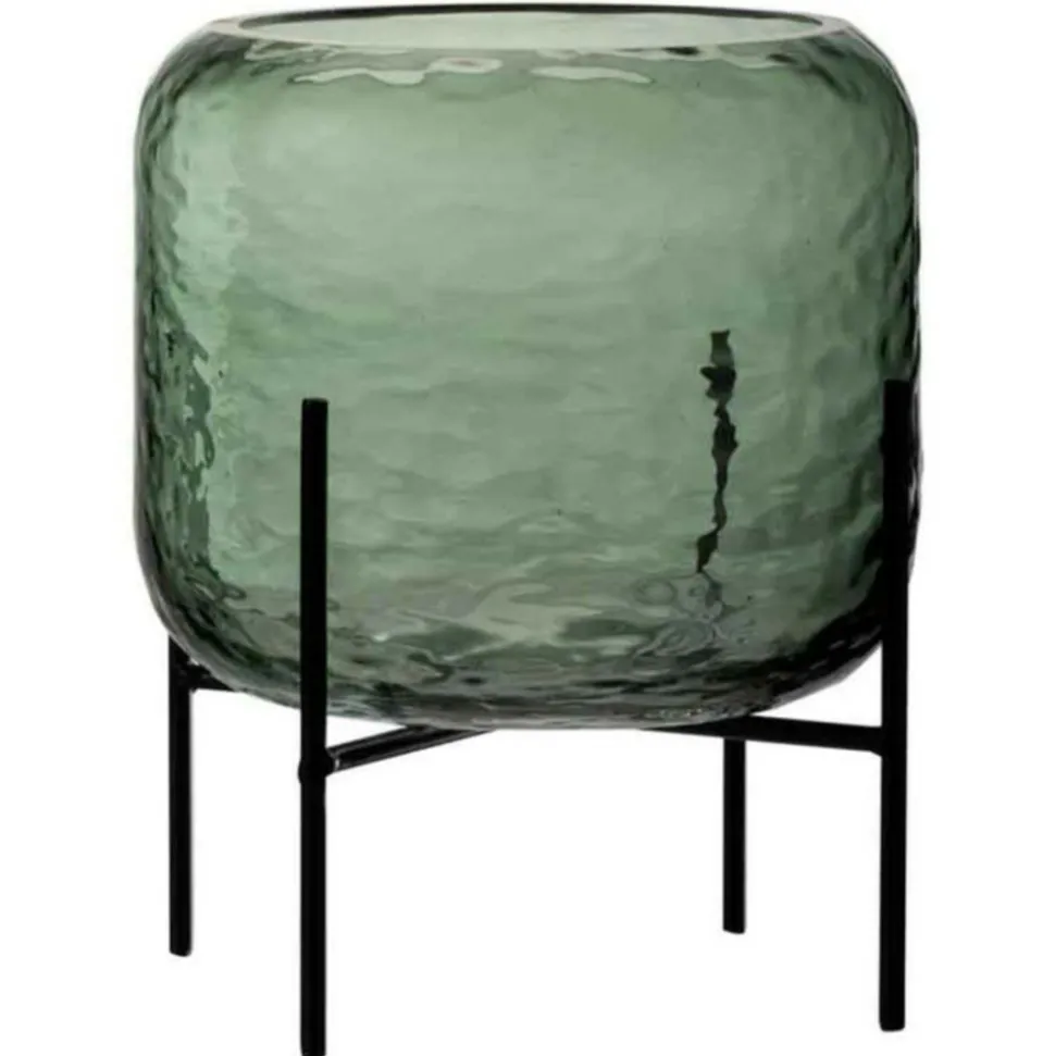 LANA DECO - Vase design sur pied "irrégulier" 18cm vert
