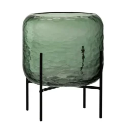 LANA DECO - Vase design sur pied "irrégulier" 18cm vert