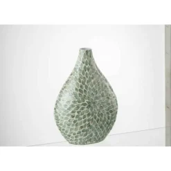 LANA DECO - Vase imprimé design "delta" 42cm bleu clair